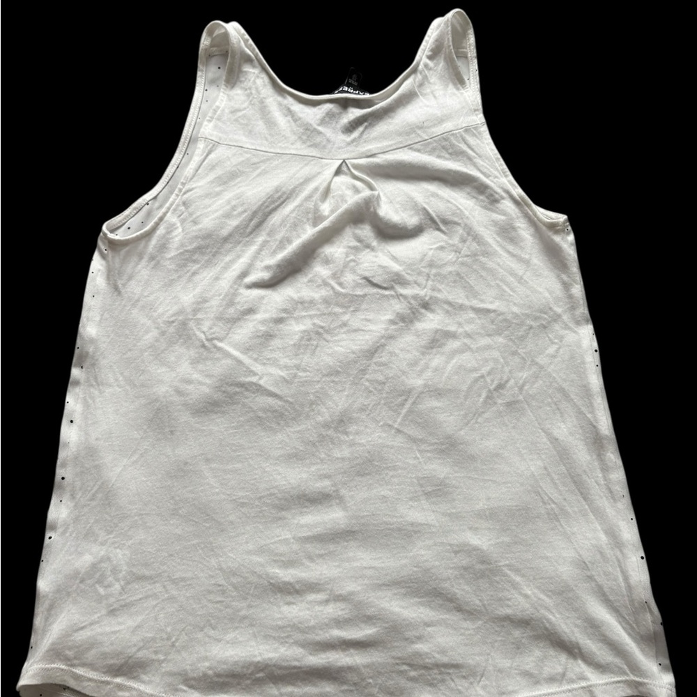 Express Tank Top Womens Size XS Pure White Polka Dot V-Neck Lightweight Buttons - Picture 3 of 7
